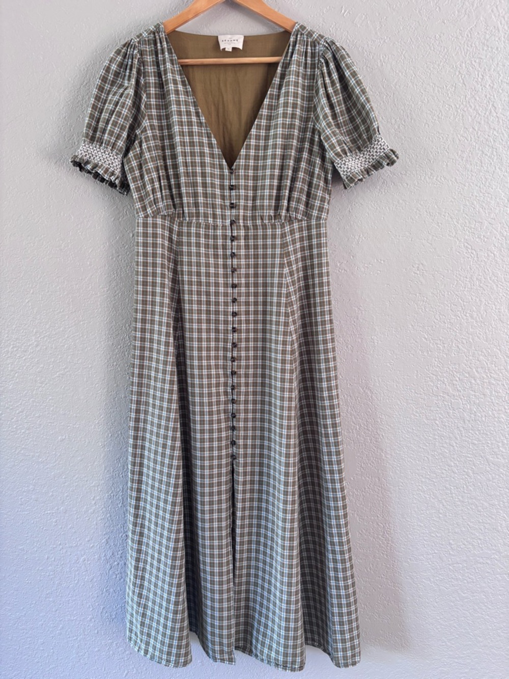 Sezane Solía Organic Cotton Midi Dress Size Small (36)FR